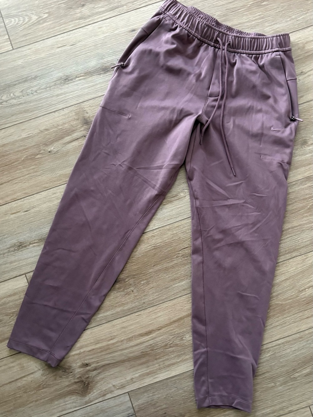 NIKE PRIMARY DRI-FIT WOMEN’S ELASTIC/TIE JOGGER PANTS, PURPLE, SIZE SMALL
